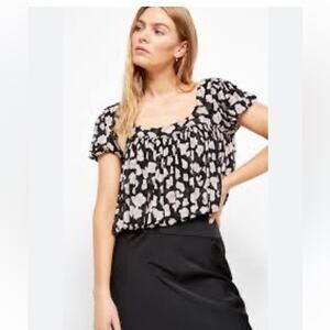 Free People Meg’s Blouse Mesh Animal Print Crop Top, EUC, Size XS, MSRP $78